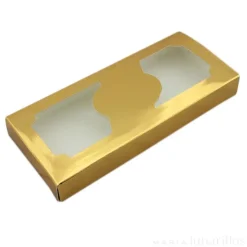 Caja para turrón dorada metalizada con ventana 21 cm