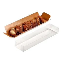 Caja para turrón kraft con tapa transparente 25,5 x 4,5 x 3 cm