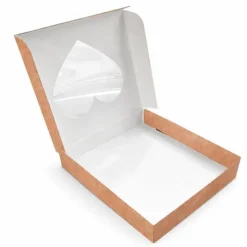 Caja reversible blanca-kraft ventana corazón 17 x 3,5 cm - Pastkolor