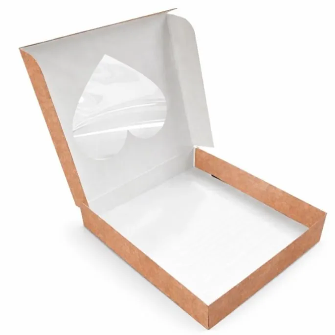 Caja reversible blanca-kraft ventana corazón 17 x 3,5 cm - Pastkolor