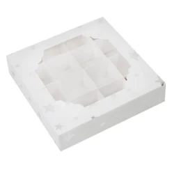 Cajas para 16 bombones o pasteles con ventana estrellas Navidad 15 x 15 x 3,5 cm (5)