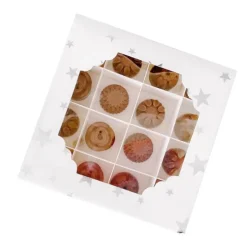 Cajas para 16 bombones o pasteles con ventana estrellas Navidad 15 x 15 x 3,5 cm (5)
