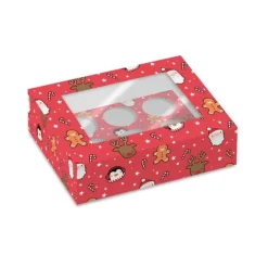 Cajas para 6 cupcakes con ventana personajes Navidad 25,5 x 17 x 8 cm (2)