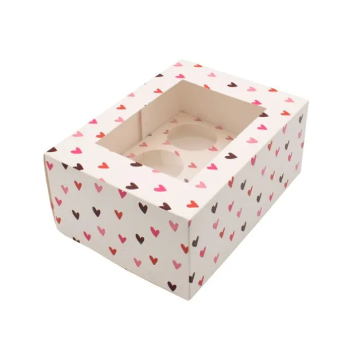 Cajas para 6 cupcakes con ventana corazones 23 x 17 x 10 cm (2)