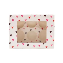 Cajas para 6 cupcakes con ventana corazones 23 x 17 x 10 cm (2)