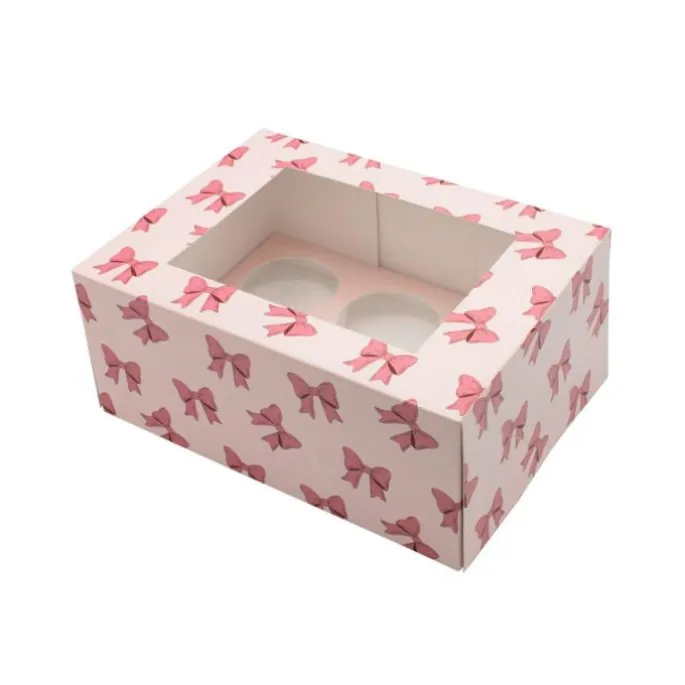 Cajas para 6 cupcakes con ventana lazos 23 x 17 x 10 cm (2)
