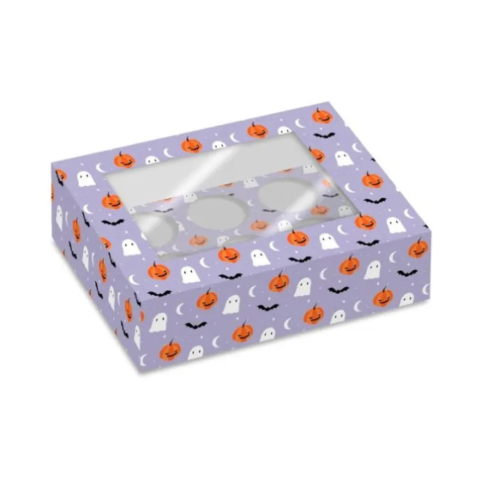Cajas para 6 cupcakes con ventana calabazas fantasmas Halloween 23 x 17 x 10 cm (2)