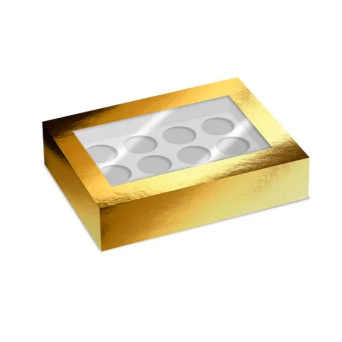 Cajas para 6 cupcakes doradas con ventana 24 x 17 x 10 cm (2)