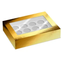 Cajas para 12 cupcakes doradas con ventana 33 x 24 x 10 cm (2)