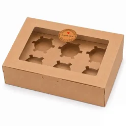 Cajas para 6 cupcakes kraft con ventana 23,5 x 15,7 x 7,5 cm (20)