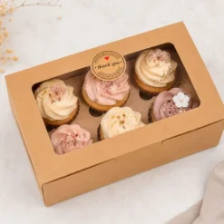 Cajas para 6 cupcakes kraft con ventana 23,5 x 15,7 x 7,5 cm (20)
