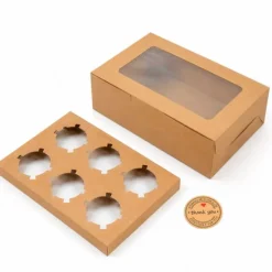 Cajas para 6 cupcakes kraft con ventana 23,5 x 15,7 x 7,5 cm (20)