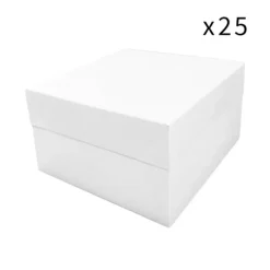 Cajas para tarta blancas con tapa 25,3 x 25,3 x 15,2 cm (25) - Funcakes