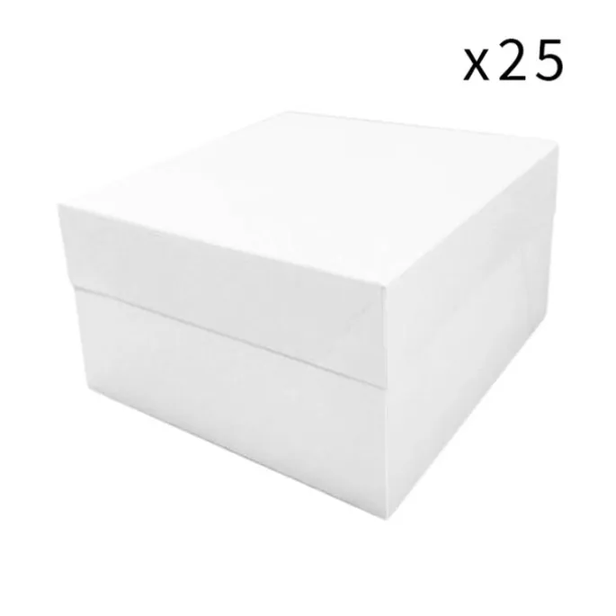 Cajas para tarta blancas con tapa 25,3 x 25,3 x 15,2 cm (25) - Funcakes