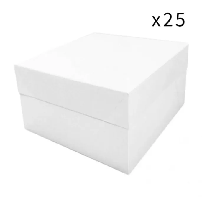 Cajas para tarta blancas con tapa 28,2 x 28,2 x 15,2 cm (25) - Funcakes