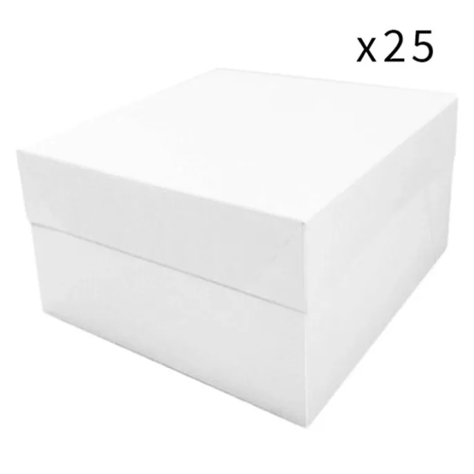 Cajas para tarta blancas con tapa 35 x 35 x 15 cm (25) - Funcakes