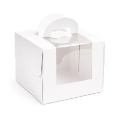Caja tarta blanca con ventana y asa 20 x 20 cm - Pastkolor