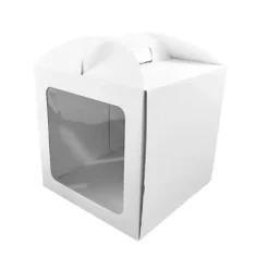 Caja tarta blanca con ventana y asa 20 x 20 x 20 cm