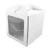 Caja tarta blanca con ventana y asa 25 x 25 x 26 cm
