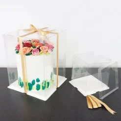 Caja tarta transparente con base, tapa y lazo Crystal 15 cm - PME