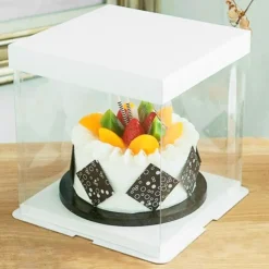 Caja tarta transparente con base y tapa 35 x 35 x 24 cm