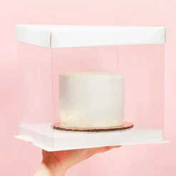 Caja tarta transparente con base y tapa 35 x 35 x 24 cm