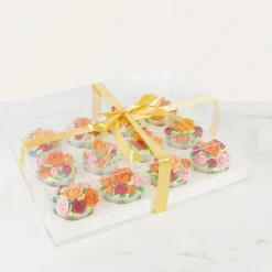 Caja transparente con base, tapa y lazo Crystal 12 cupcakes 34 x 27 x 10 cm - PME