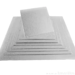 Cake drum cuadrado plateado 25,5 cm, grosor 4 mm