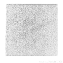 Cake drum cuadrado plateado 25,2 cm, grosor 12 mm
