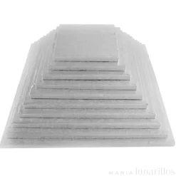 Cake drum cuadrado plateado 35,5 cm, grosor 12 mm