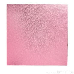 Cake drum cuadrado rosa 25 cm, grosor 12 mm - Decora
