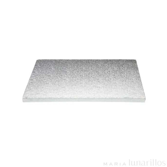 Cake drum rectangular plateado 45 x 35 cm, grosor 12 mm