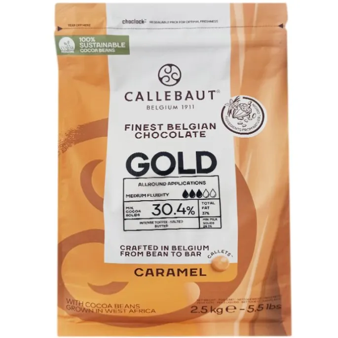 Callets Chocolate caramelo Gold 30,4% 2,5 kg - Sin gluten - Callebaut