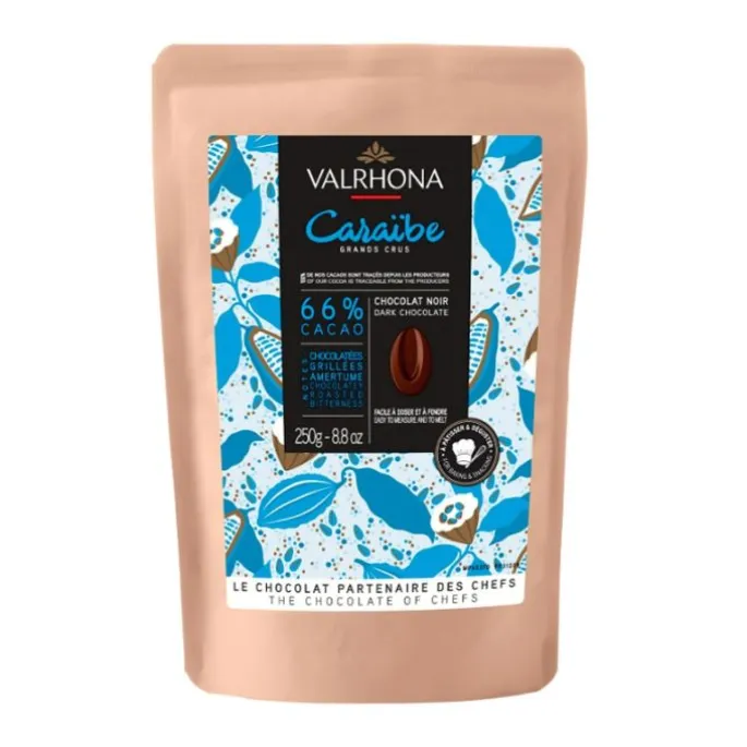 Chocolate de cobertura negro 66% Caraïbe 250 g - Valrhona