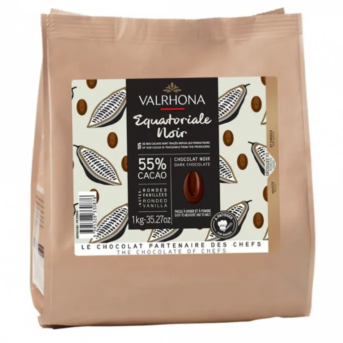 Chocolate de cobertura negro 55% Equatoriale Noir 1 kg - Valrhona