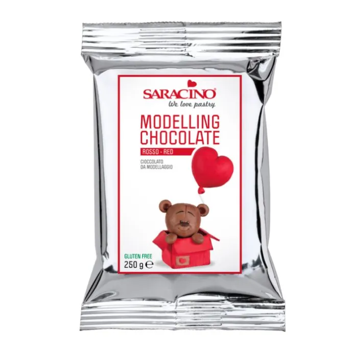 Chocolate plástico para modelar rojo 250 g - Sin gluten - Saracino