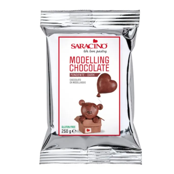 Chocolate plástico para modelar marrón 250 g - Sin gluten - Saracino