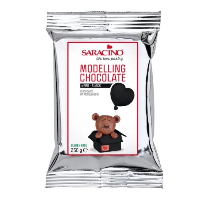 Chocolate plástico para modelar negro 250 g - Sin gluten - Saracino
