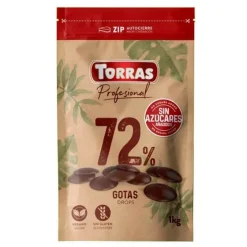 Cobertura de chocolate negro en gotas 1 kilo - Sin azúcar - Torras