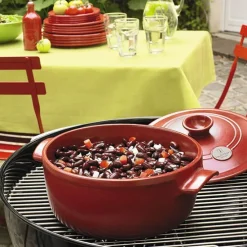 Cocotte redonda roja 22 cm - Cerámica - Emile Henry + REGALO kit utensilios
