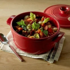 Cocotte redonda roja 22 cm - Cerámica - Emile Henry + REGALO kit utensilios