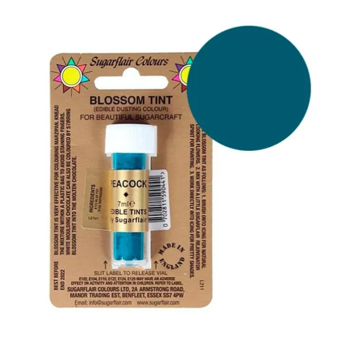 Colorante en polvo azul pavo real 7 ml - Sugarflair