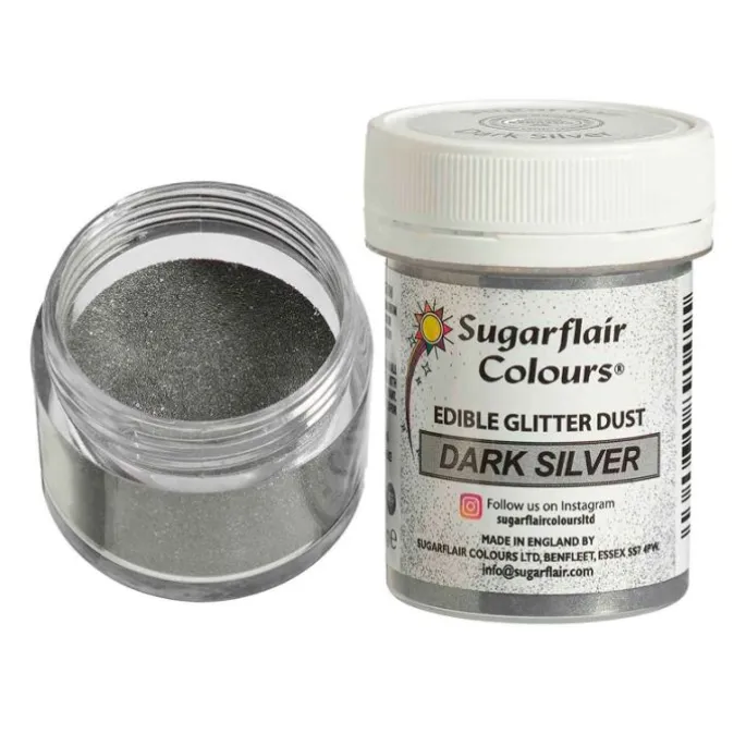 Colorante en polvo brillante plata oscura 10 g - Sugarflair