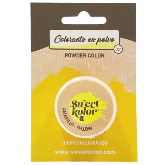 Colorante en polvo concentrado amarillo 3 gr - Hidrosoluble - Sweetkolor