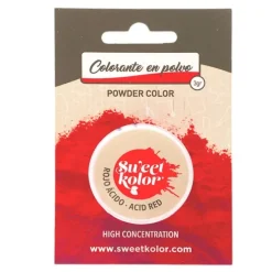 Colorante en polvo concentrado rojo ácido 3 gr - Hidrosoluble - Sweetkolor