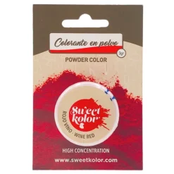 Colorante en polvo concentrado rojo vino 3 gr - Hidrosoluble - Sweetkolor
