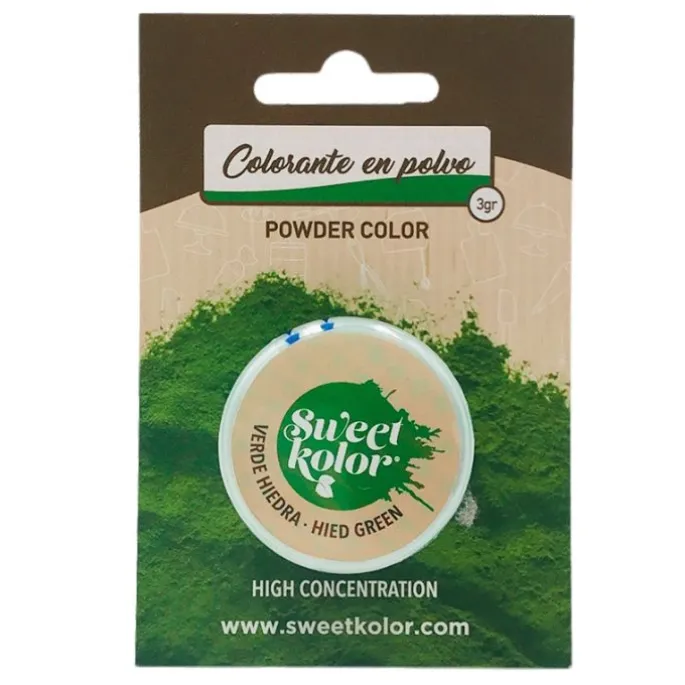 Colorante en polvo concentrado verde hiedra 3 gr - Hidrosoluble - Sweetkolor
