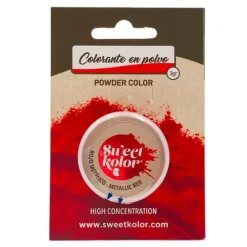 Colorante en polvo concentrado rojo metalizado 3 gr - Hidrosoluble - Sweetkolor