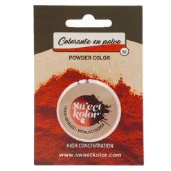 Colorante en polvo concentrado cobre metalizado 3 gr - Hidrosoluble - Sweetkolor