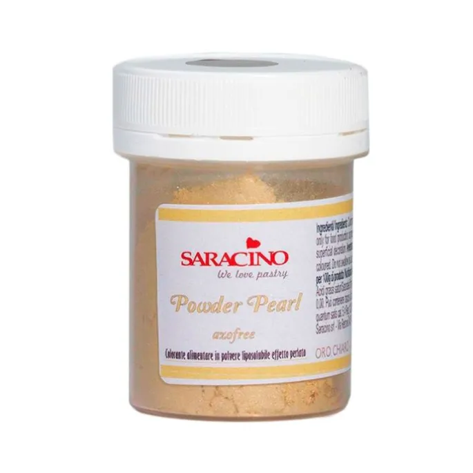 Colorante en polvo liposoluble perla dorado 5 g - Sin gluten - Saracino